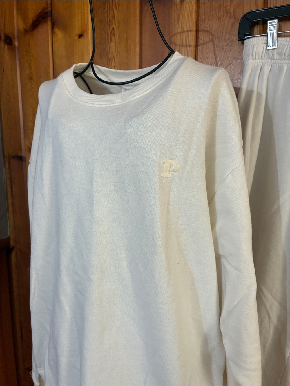 PINK Victoria's Secret Cream Logo Tee size small/large off white set - Picture 3 of 11